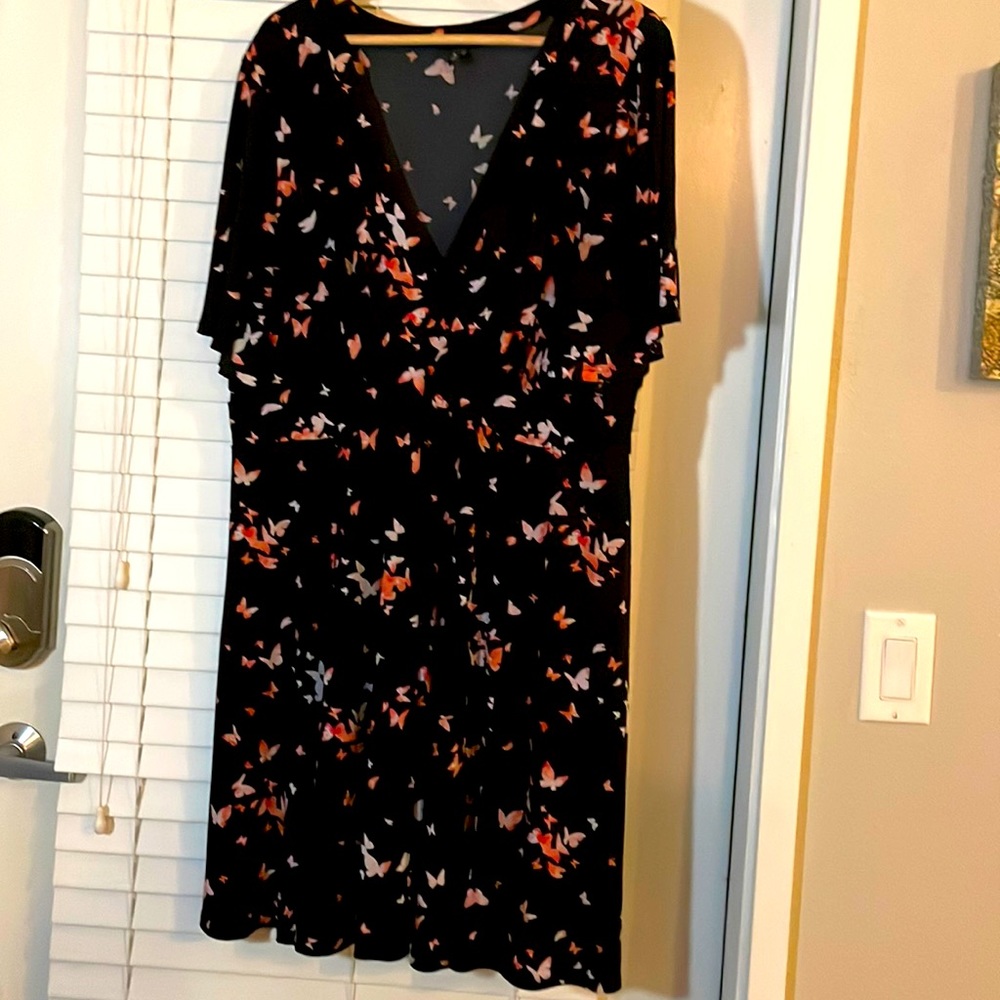 Torrid Butterfly Print V-Neck Flutter Sleeve Dress
